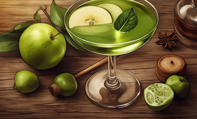 Cóctel Apple Martini. Ilustración